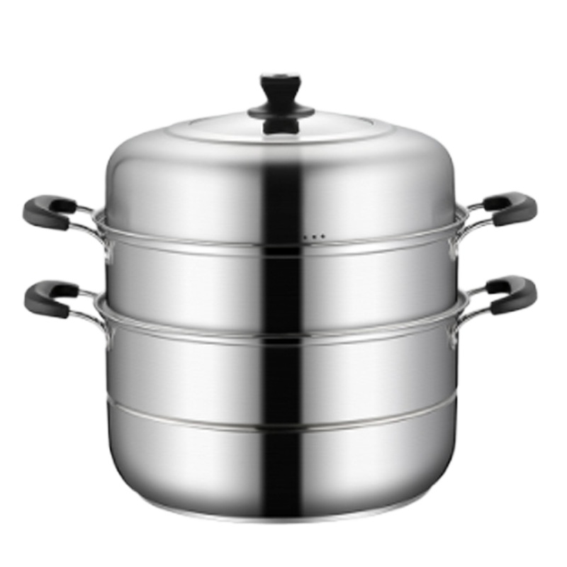企购优品蒸锅大号家用304不锈钢36CM加厚蒸鱼锅三层蒸笼屉煤气灶用