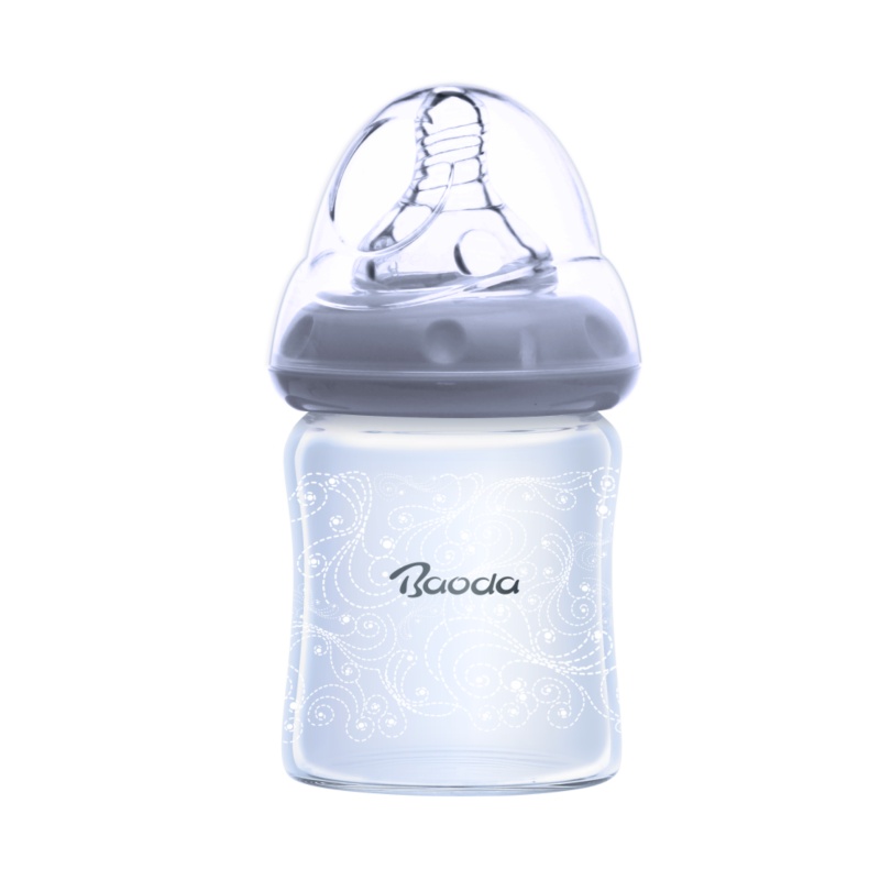 宝德120ml新生儿晶钻玻璃宽口奶瓶防爆安全婴儿专用