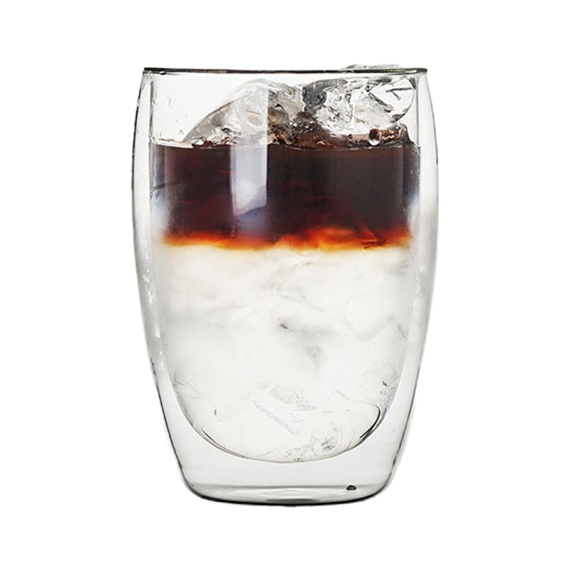 三维工匠简约双层隔热透明玻璃杯耐冷热咖啡杯创意圆形水杯果汁杯子冷饮杯 迷你款(80)咖啡器具