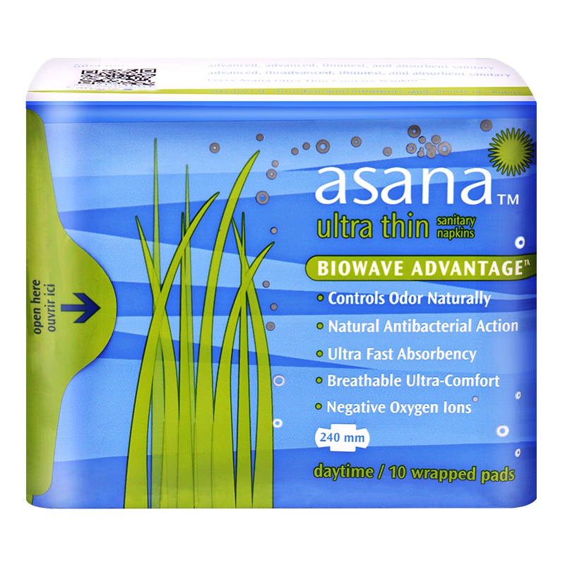 阿莎娜asana 加拿大原装进口超薄棉面日用卫生巾24CM10p