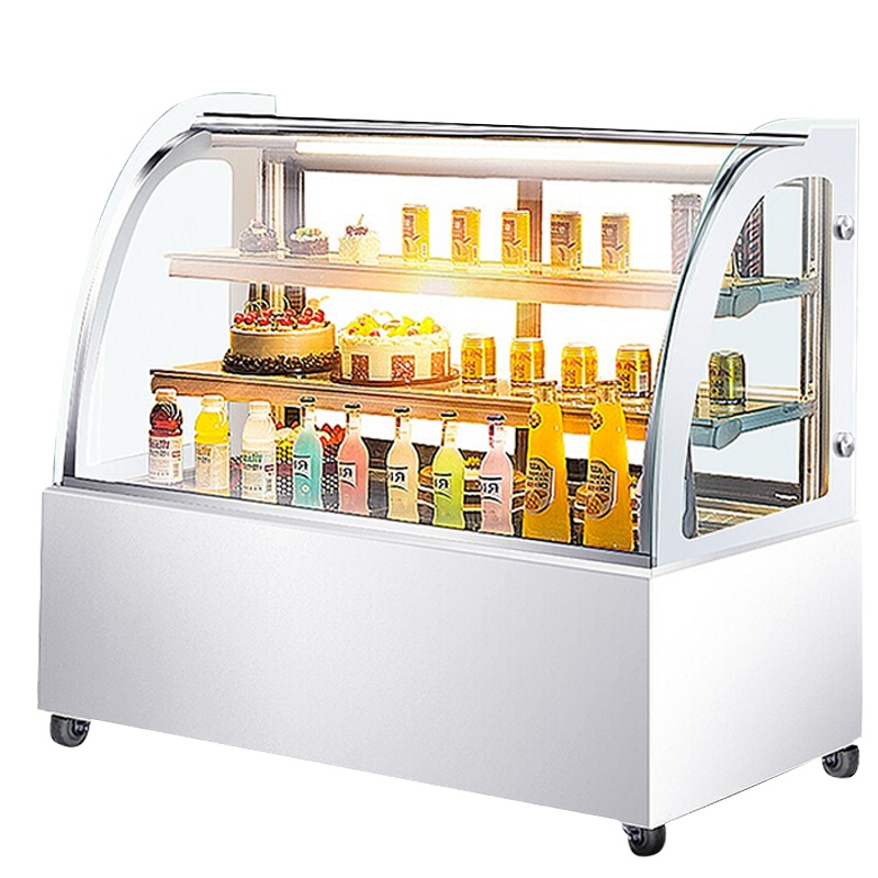 乐创(lecon) 蛋糕柜展示柜商用水果保鲜柜冷藏柜寿司饮料熟食玻璃陈列(白色弧形1.2米落地式)YM-FLZG-12