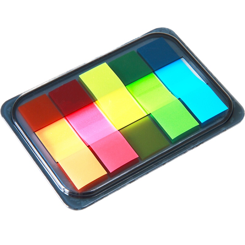 得力(deli)2个200张5色荧光膜指示标签贴 44*12mm抽取式便利贴便签条记事贴9069.