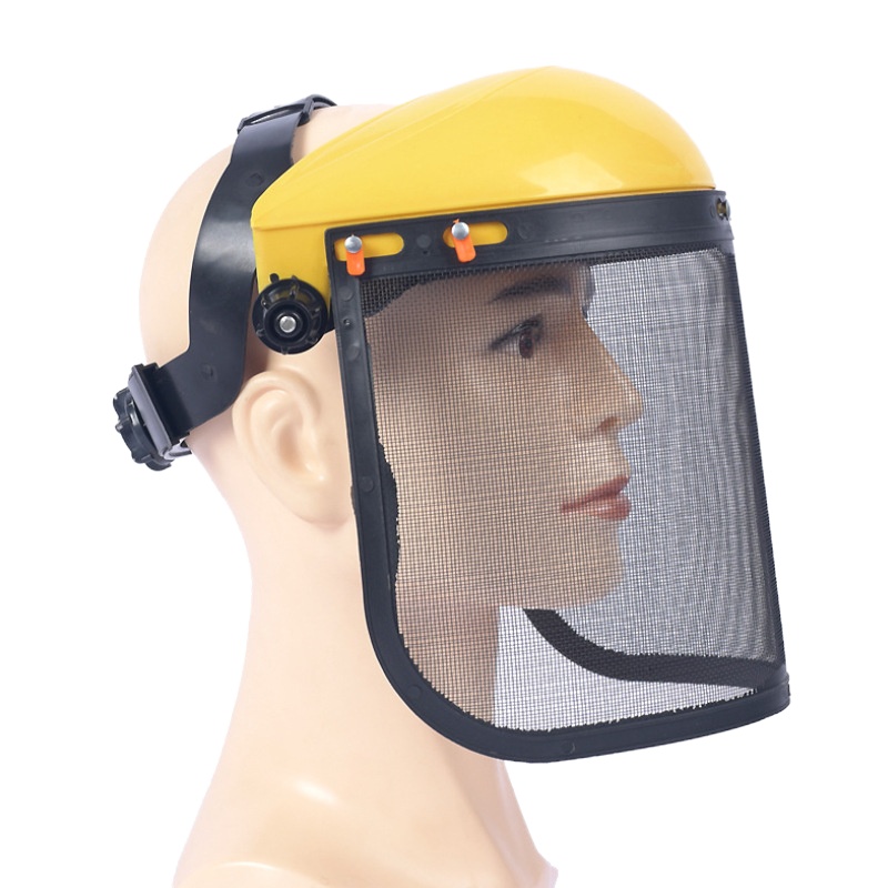 割草机防护面罩铁丝网防冲击防飞溅护脸罩打草防护帽头戴网格面屏bd