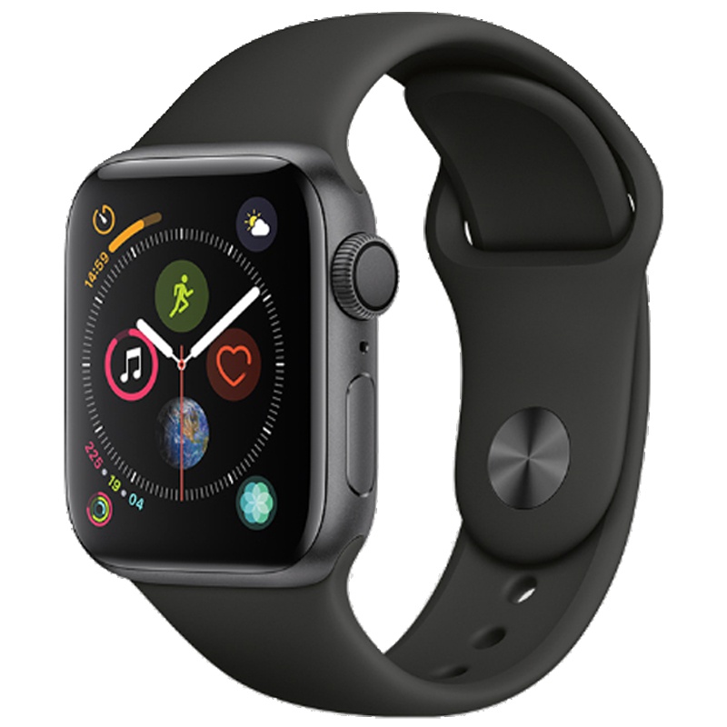 [专注健康与运动]苹果Apple Watch Series 4 智能手表GPS款 深空灰铝金属表壳搭配黑色运动型表带 44mm MU6D2ZP/A