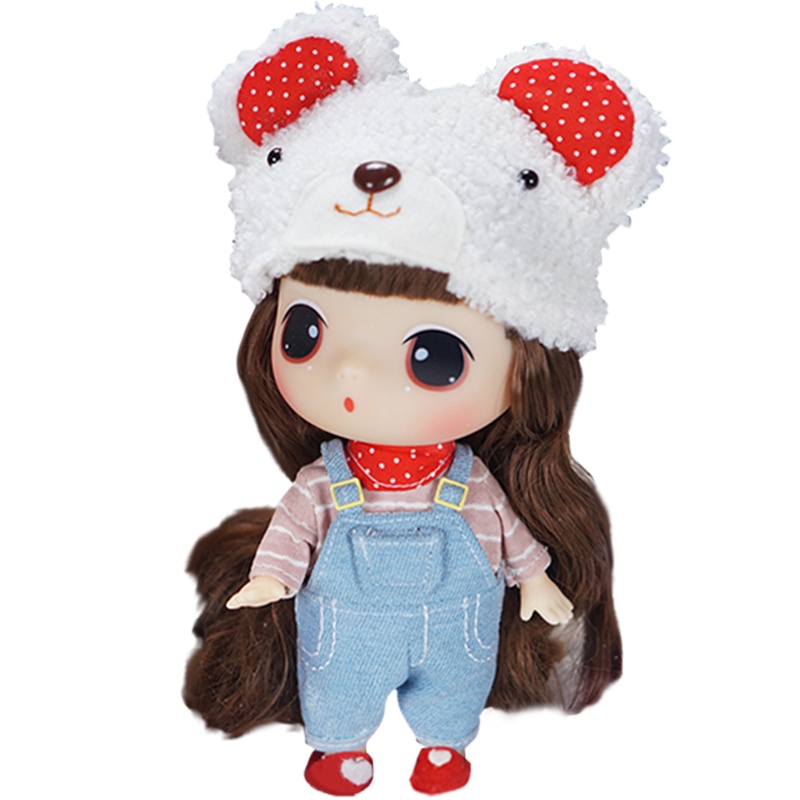 冬己女孩玩具精美可爱18CM毛绒系列白色小熊娃娃FDE1828