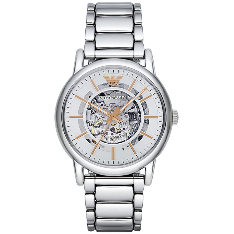 海外直邮欧美品牌原装进口包税EMPORIO ARMANI安普里奥阿玛尼手表男商务全自动镂空复古防水机械表AR1980