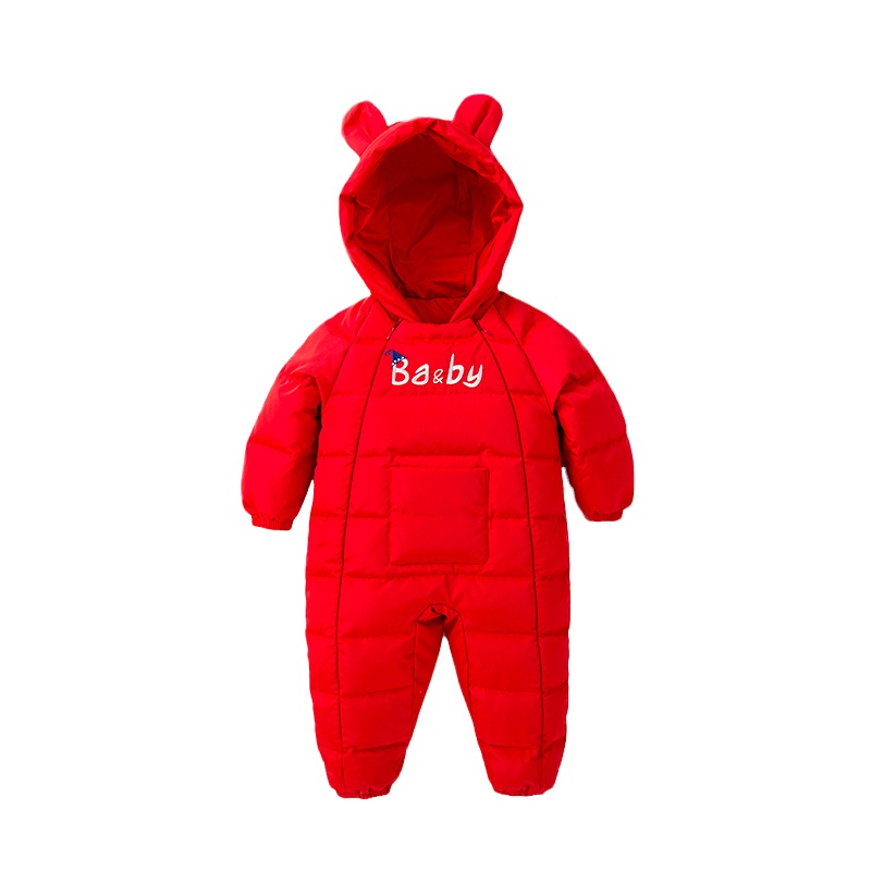 猫人婴儿羽绒服连体衣男女宝宝冬季加厚外出保暖抱衣儿童爬服冬装