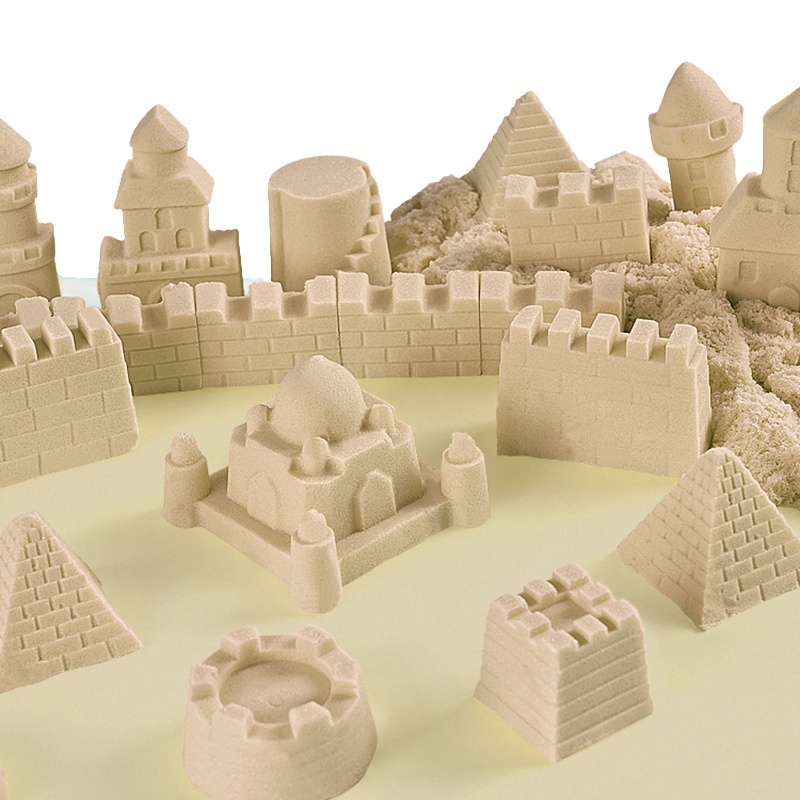 太空儿童玩具智扣沙子套装魔力粘土星空动力棉花彩泥室内_4斤塑型沙黄色收纳桶装塑料沙盘优质模具