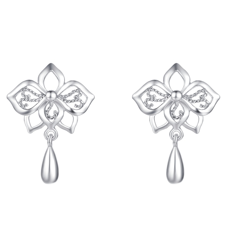 周大生铂金耳坠女士耳环pt950耳饰花朵耳钉女婚庆耳针耳环送礼送女友白金饰品 女士珠宝首饰约2.07克