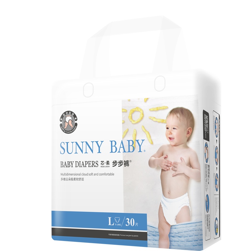 SunnyBaby自营芯柔亲肤干爽纸尿裤拉拉裤L码大号(9-14kg)30片透气轻薄新生儿婴儿步步裤尿不湿