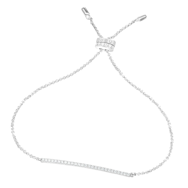 [apm MONACO]一字手腕链新款简约典雅手环925银手链镶锆石高贵女士饰品送恋人奢华贵族