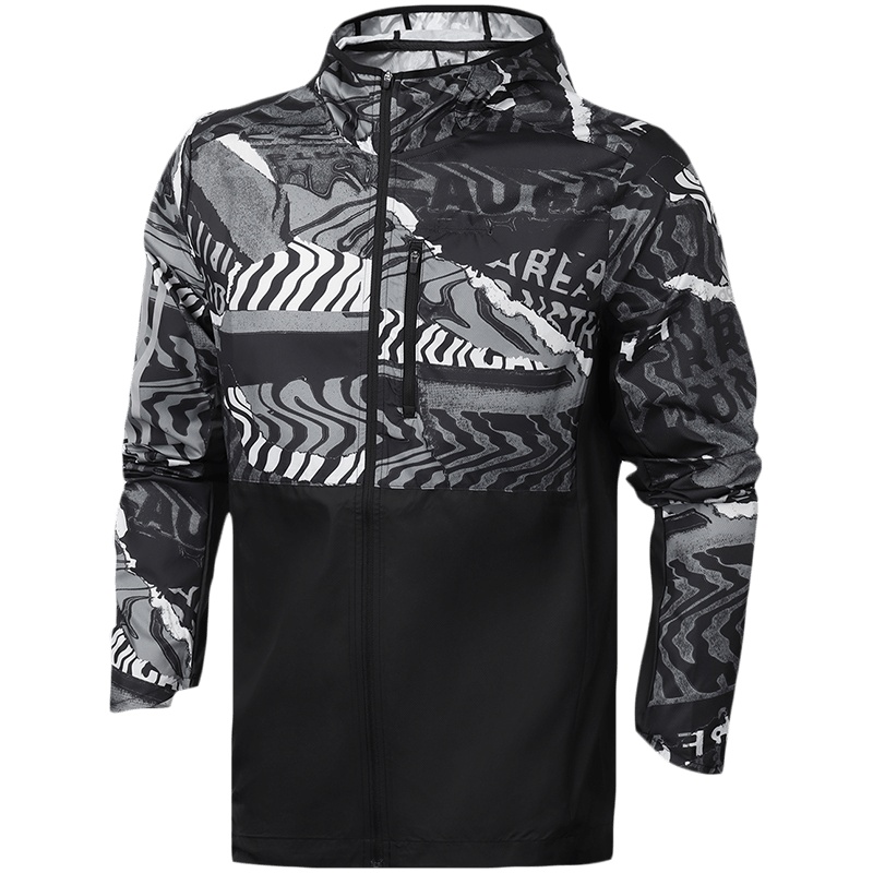 阿迪达斯男服外套印花连帽跑步外套防风休闲运动服ED9284