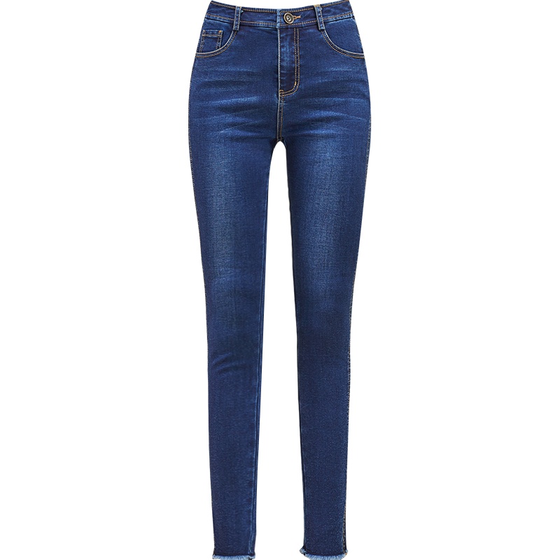 娅丽达女裤2019秋季新款小脚牛仔裤女修身显瘦弹力大码韩版铅笔裤I3156