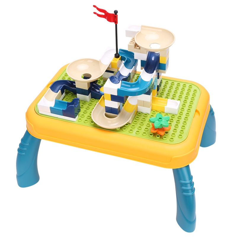 汇奇宝 宝宝多功能积木桌子男孩子女孩3-6岁儿童益智拼装玩具大颗粒智力 积木桌【送魔术笔+循环贴纸】