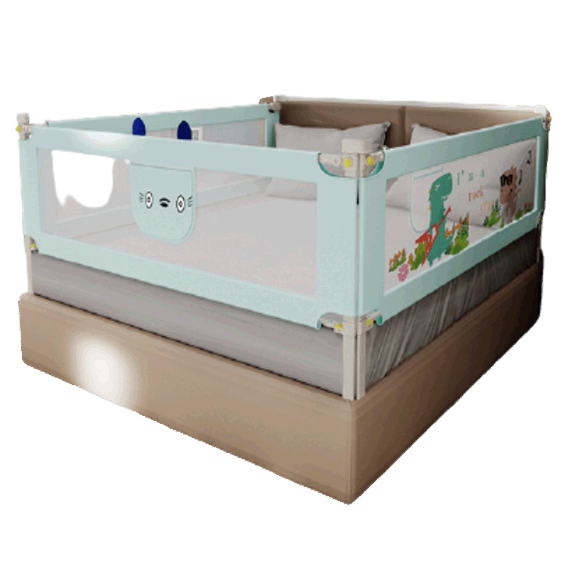 [爱儿宝]婴儿童防掉安全床护栏宝宝床边床围栏大床栏杆防摔挡板通用垂直升降 蓝色动物园2米+2.2米+2.2米 三面装