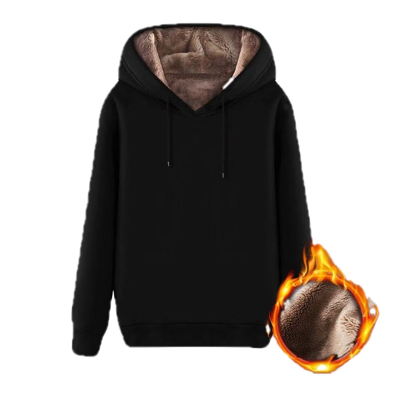 棉加绒加厚连帽卫衣男 2019冬季宽松长袖打底衫情侣外套