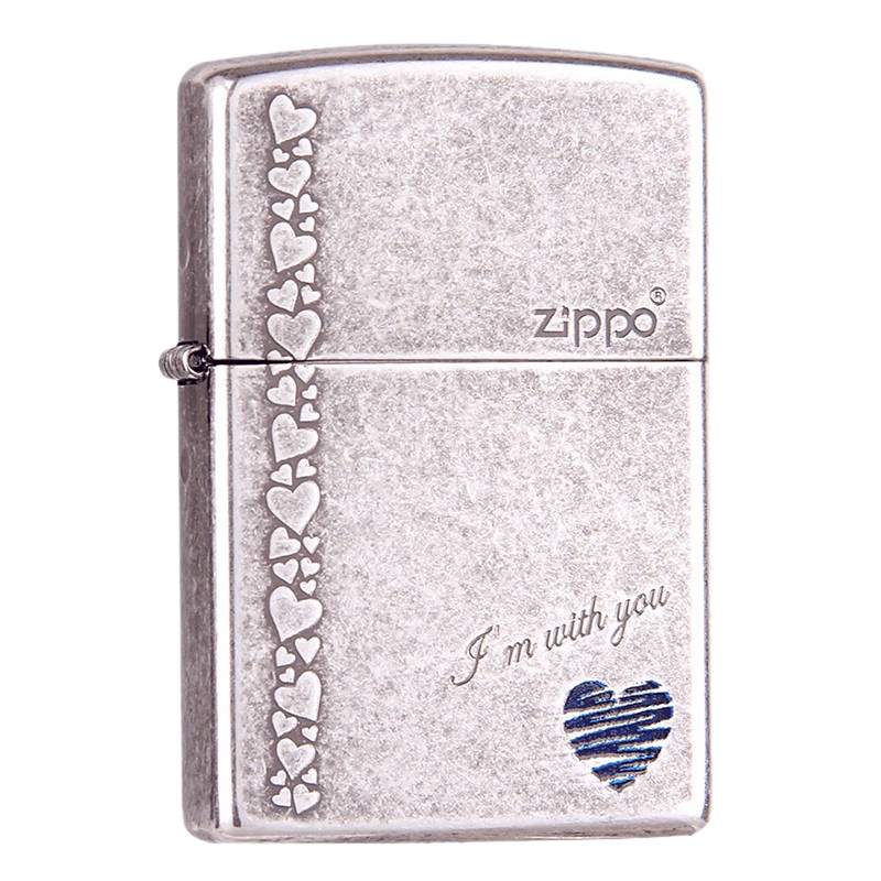 美国ZIPPO打火机 芝宝 永恒的爱心煤油防风 蓝心 男士礼品