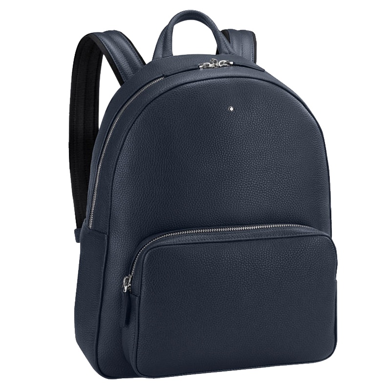 [直营]万宝龙(Montblanc)大班系列男士软牛皮荔面皮革大号双肩包 深蓝116737