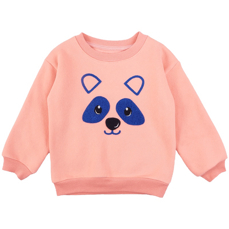 婴姿坊正品童装 女童加绒小熊绣花T恤衫可爱圆领长袖打底衫