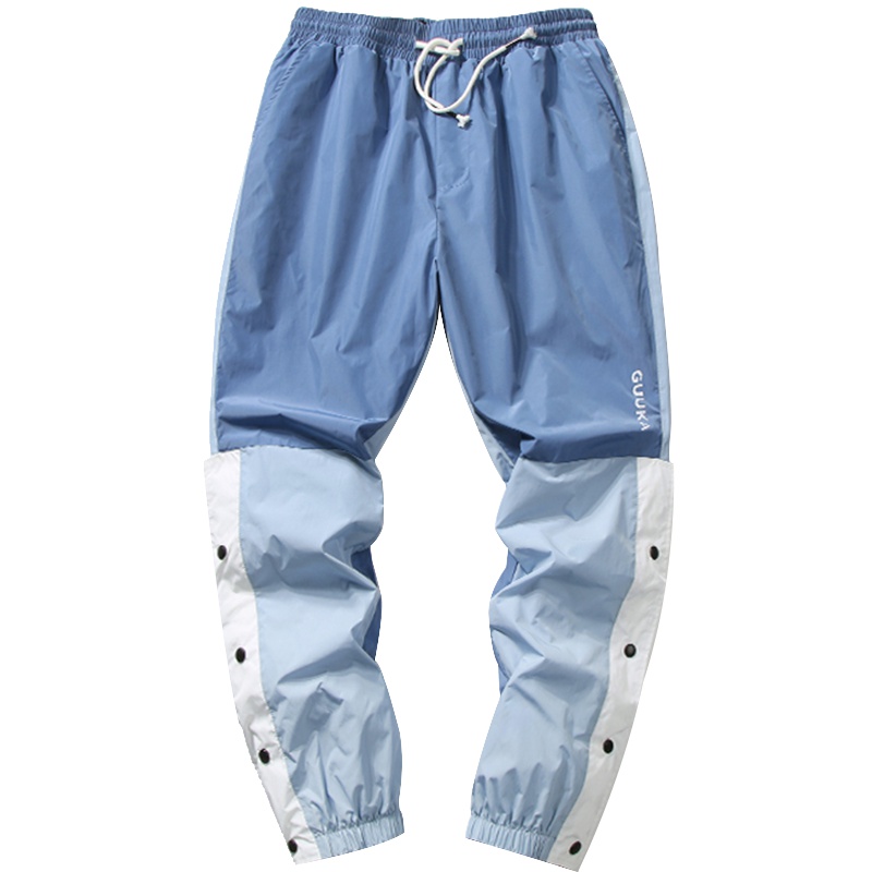 Guuka潮牌薄款拼接束脚裤男潮牌青少年ins嘻哈运动工装裤收口宽松