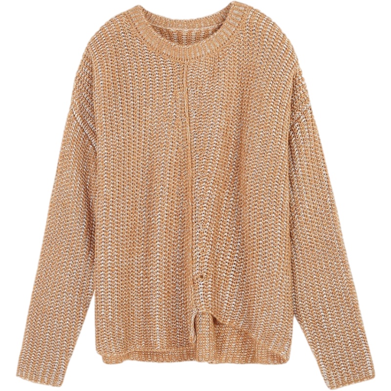 拉夏贝尔 | 韩版宽松上衣复古打底长袖圆领毛衣慵懒风针织衫