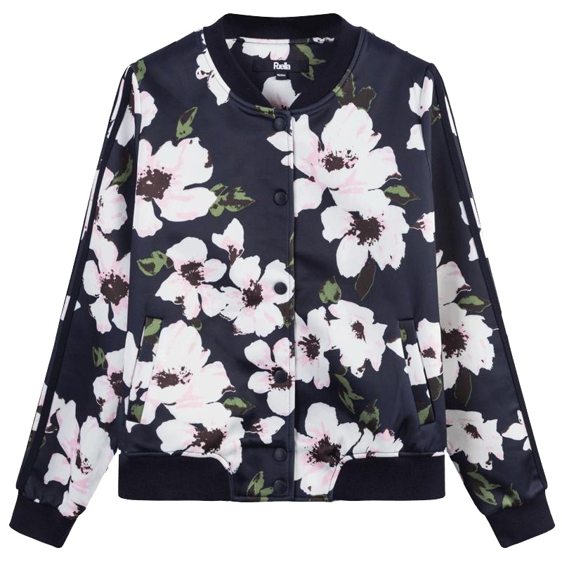 拉夏贝尔Puella秋季新时尚韩版休闲印花显瘦短学生棒球服外套女20011720