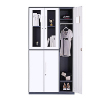 苏美特更衣柜铁皮柜健身房浴室员工职员柜拆装柜薄边五门更衣柜灰白套1180