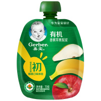 嘉宝有机香蕉苹果梨泥 婴幼儿果泥辅食泥宝宝果泥零食 果泥吸吸袋70g 辅食添加初期(6月龄起)