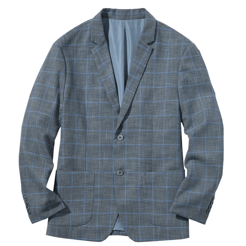 千纸鹤男便西2019春季时尚青年男士休闲格子西装外套男35088