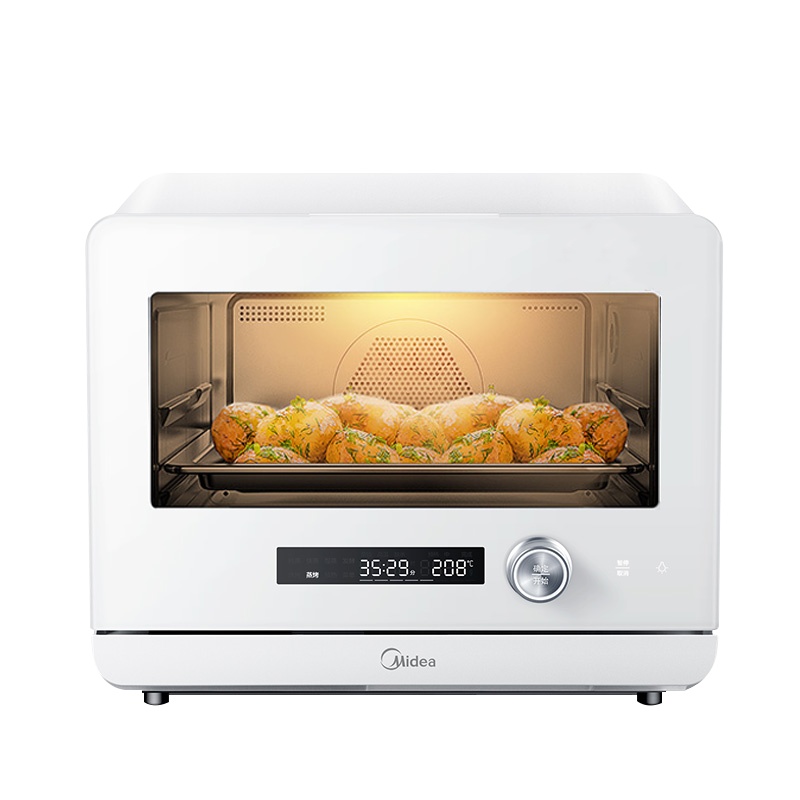 美的(Midea)PS2001蒸烤箱二合一20L 家用多功能台式蒸烤一体机烘焙电蒸箱烤箱 S1系列白色