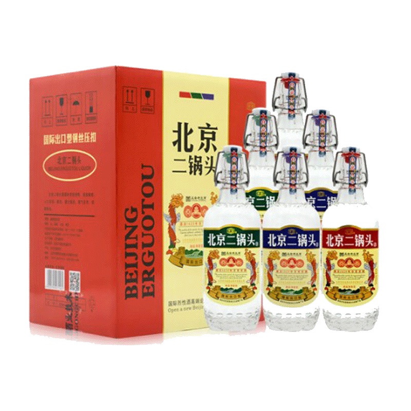 白酒 京宫北京二锅头 国际出口钢丝压扣清香型 42° 500ml*6瓶 北京智能仓闪送