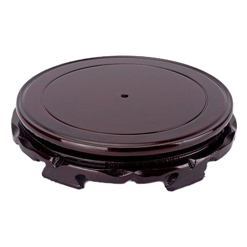 底座托架花盆木质底座木圆形托盘花瓶酒坛鱼缸奇石头底托盘木花架 12厘米底座 旋转底坐