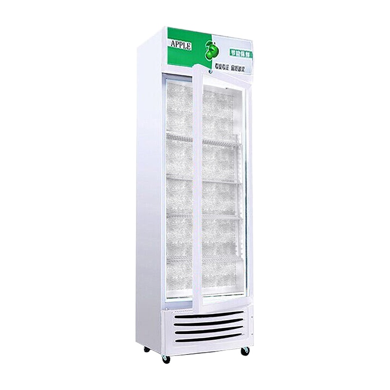 乐创(lecon)展示柜冷藏饮料柜商用立式冰柜冰箱冷柜保鲜柜 [单门绿白色] [直冷下压缩机]