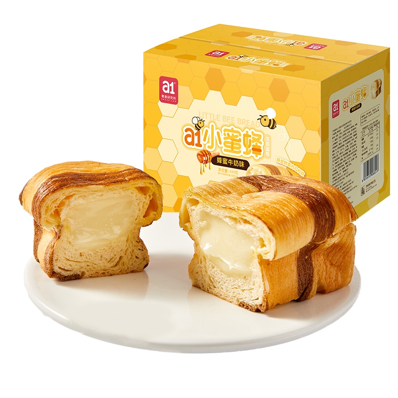 【a1小蜜蜂注芯面包】整箱早餐网红零食零食小吃休闲食品儿童夹心440g整箱元气早餐吐司
