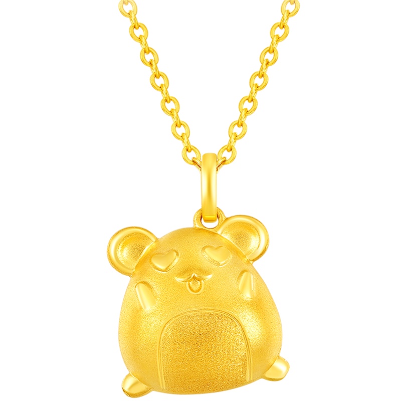 周大福金吊坠鼠年生肖爱心眼鼠足金金吊坠计价（工费88元）F219892