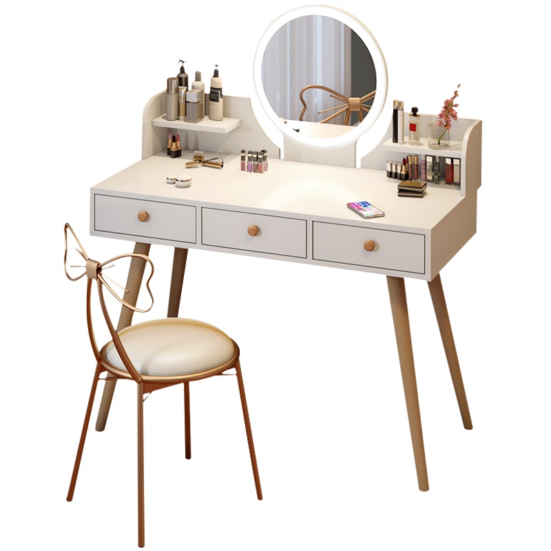 家用小型梳妆台现代简约卧室小户型收纳柜一体北欧化妆台网红化妆桌子[工厂现做 7天内发货]