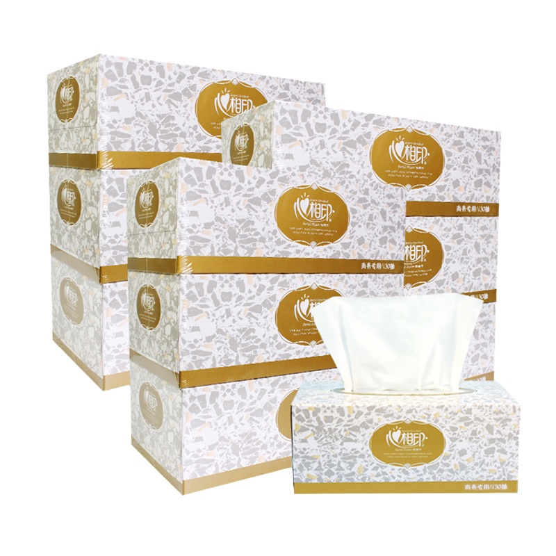 心相印抽纸硬盒抽纸巾 D130 酒店车载商务用纸130抽双层长款盒装纸面巾餐巾纸3提9盒