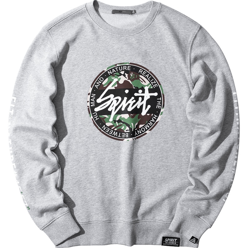 黑鲸迷彩印花卫衣秋季男装字母装饰舒适休闲上衣男CNZWJ38137A