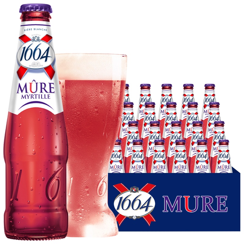 法国原装进口克伦堡1664蓝莓果味果啤250ml*24瓶整箱装(八月底到期)