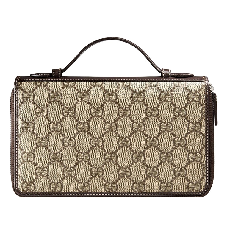 GUCCI 男士棕色帆布长款钱包 336298-KGD6R-9643