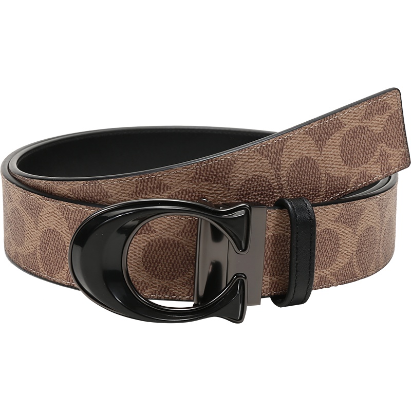 COACH 蔻驰 男士 专柜款涂层帆布配皮板扣式双面皮带腰带 76428
