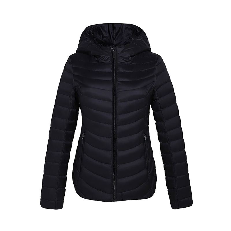 千仞岗品牌2019春季羽绒服女短款轻薄修身显瘦连帽轻薄羽绒服