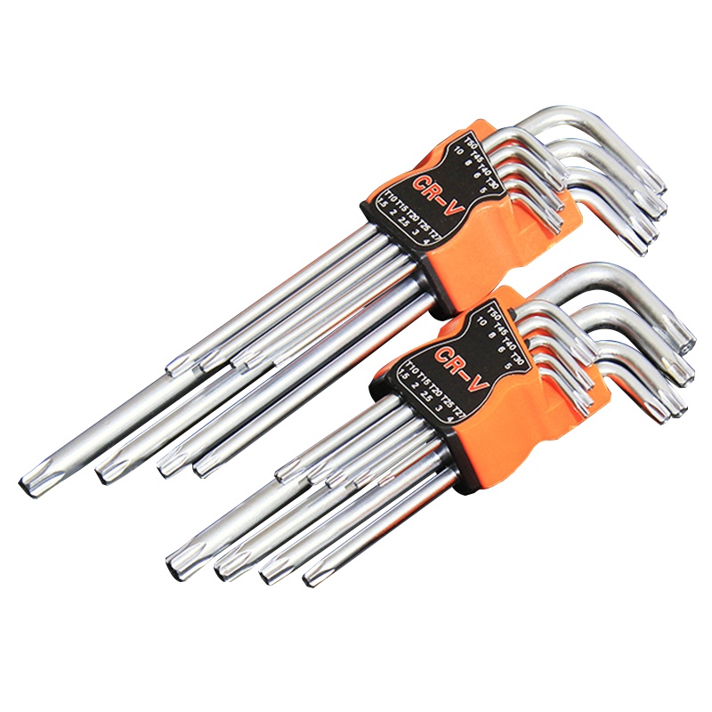 海斯迪克 gnjz-65 扳手套装内六角扳手 内6角螺丝刀 梅花米字六方边公制多功能组合扳手工具(9件套米头特长款)