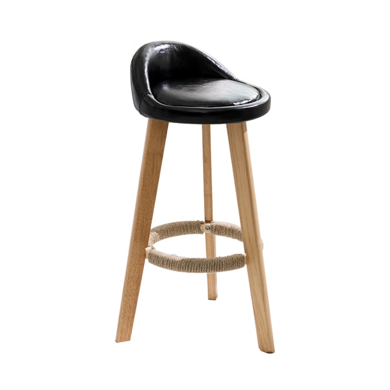 匡大 酒吧椅油皮面实木椅 高脚蹬休闲吧椅吧台椅KDKR-001