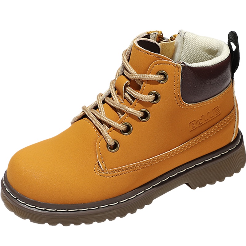 BELLE百丽童鞋儿童靴子春秋季女童低筒潮流马丁靴中小童时尚侧拉链靴子DE1638