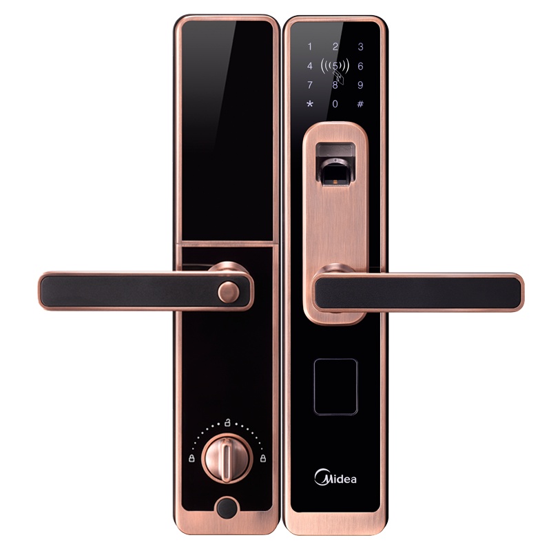 美的(Midea)MOLK-LA015智能指纹锁电子锁家用指纹锁密码锁防盗门锁铝合金斜舌(左开)