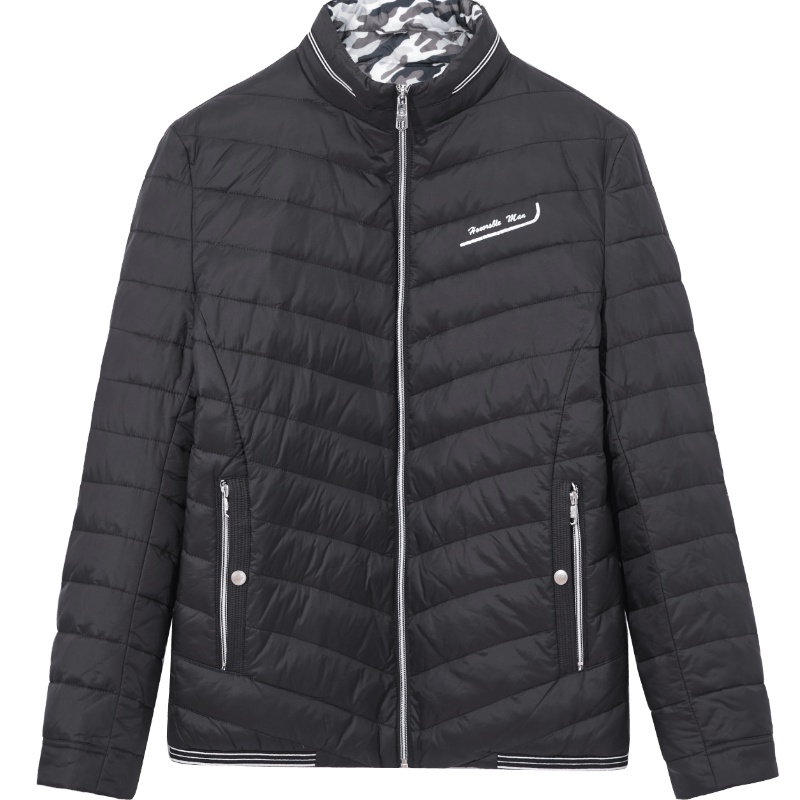 海一家旗舰店男装冬季男士简约纯色字母印花保暖羽绒服