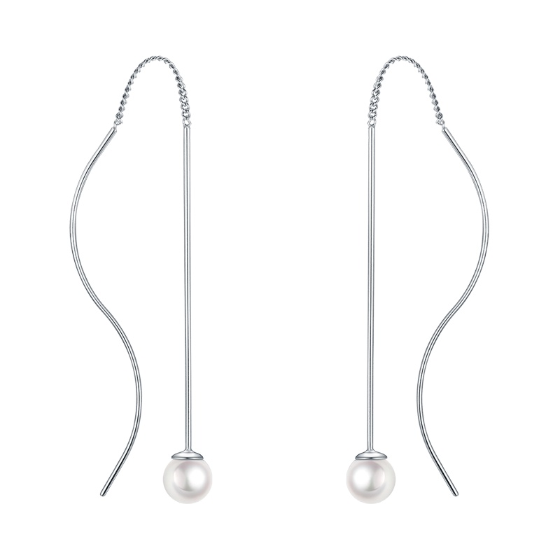 DTOTO 纯银超仙气质流苏耳环女网红耳钉工艺珍珠长款耳线