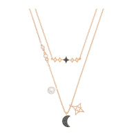 【简约时尚】施华洛世奇(Swarovski) 人造水晶 鬼怪同款项链 星月二合一女士锁骨项链 欧美风格 送恋人