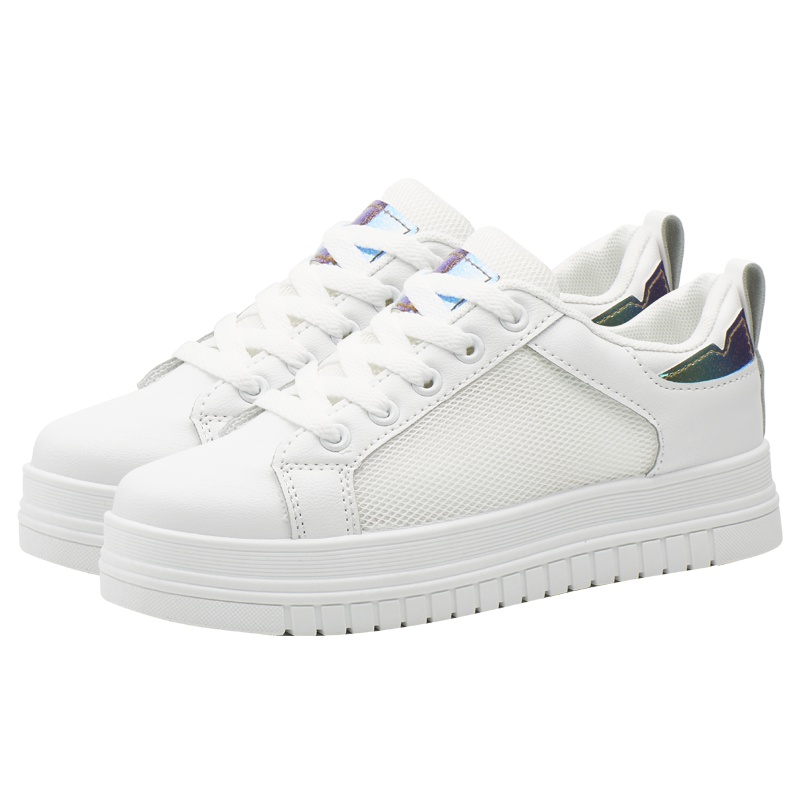 图思龙女士圆头系带透气板鞋时尚百搭舒适休闲小白鞋子